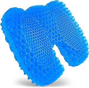 SUPTEMPO Gel-Seat-Cushion-Office-Chair-Sitting-Cushion,Double Layer Design Seat Cushion with Nonslip Cover Breathable Honeycomb Pain Relief Sitting Cushion for Office Chair Car Wheelchair