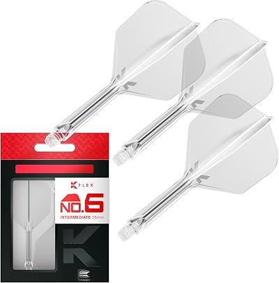 Target Darts K-Flex Integrated Flights and Shafts No.6 Intermediate Clear Pack