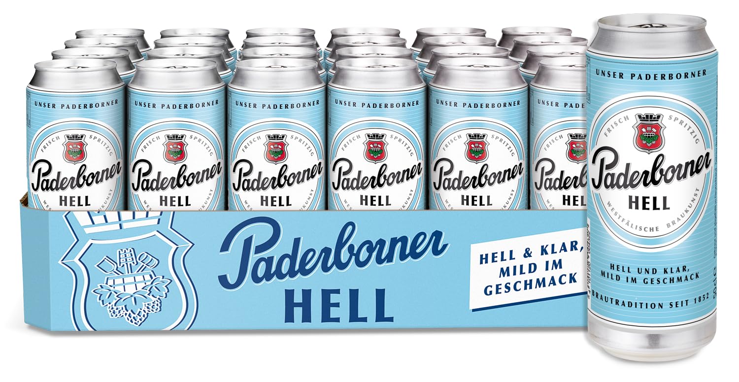 Paderborner Hell Bier, mild süffiges Helles, Dosenbier EINWEG (24 x 0.5 L Dose)