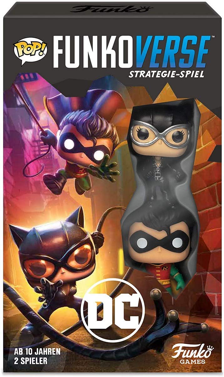 Funko Games Black Mag Funkoverse Extension - (2 Character Pack) - German Version - Board Game - Catwoman And Robin - 3'' (7.6 Cm) POP! - Light Strategy Board Game For Children & Adults (Ages 10+)