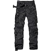 TRGPSG Men's Hiking Pants, Outdoor Ripstop Wild Cargo Pants, Multi-Pocket Army Camo Pants, Lightweight Casual Pants