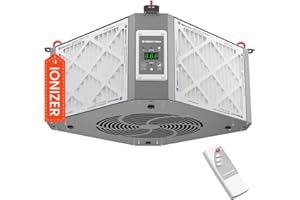 Abestorm 360 Degree Intake Air Filtration System for Woodworking, Built-in Ionizer, 1350CFM Hanging Air Filter, Shop Dust Collector, Garage WorkShop, MERV-11 filter, DecDust 1350IG