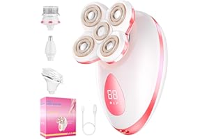 BAZIVVE Electric Razors for Women - Painless Body Shavers for Sensitive Skin - 4 in 1 Cordless Lady Trimmer for Women's Leg, Bikini and Face - Waterproof Wet/Dry Hair Remover Kit, Rechargeable, Cherry
