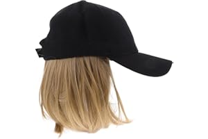 FOMIYES Wig Hat for Women Short Straight Hair Baseball Cap with Hair Extensions Adjustable Summer Sun Hat for Casual Wear and