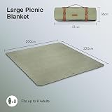 VonShef Picnic Blanket Green Herringbone 8 Person Waterproof Backing view 6