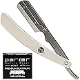 Parker SRW Straight Edge Barber Razor for Men with 100 Parker Platinum Stainless Steel Single Edge Barber Razor Blades for a 