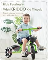 KRIDDO Kids Tricycle 24 Months to 5 Years Green Safe Stable Triangle Design view 2