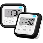 Timer, Kitchen Timers for Cooking Classroom Timer for Kids Teachers Magnetic Digital Timers 2 Pack, Black