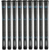 Winn Grips 62DT-JBK Dri-Tac 2.0 series Advance Polymer Technology, 9 Piece Golf Grip Bundle-Midsize (+1/16""), Jet Black Blue