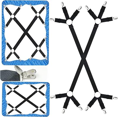 Tanxan Adjustable Bed Sheet Clips, Heavy Duty 2 Pcs Set, Secure Fit