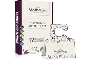 MothMag Moth Traps for Clothes, Closets, Fabrics, and Carpets, Clothes Moth Traps, Closet Moth Traps, Clothing Moth Pheromone Traps, Mothballs Alternative, Moth Repellent for Closets (12 Pack)