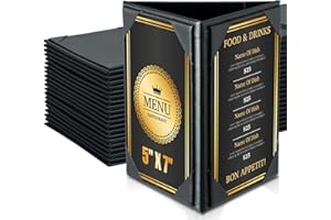 FLKQC Leatherette Table Tents Triangle Menu Holders 5"x 7", 20 Pack 3-Side Picture Frames with Angled Corners for Restaurant, Bar, Cafe, Wedding, Durable and Foldable Design (20 Pack, 5" x 7")