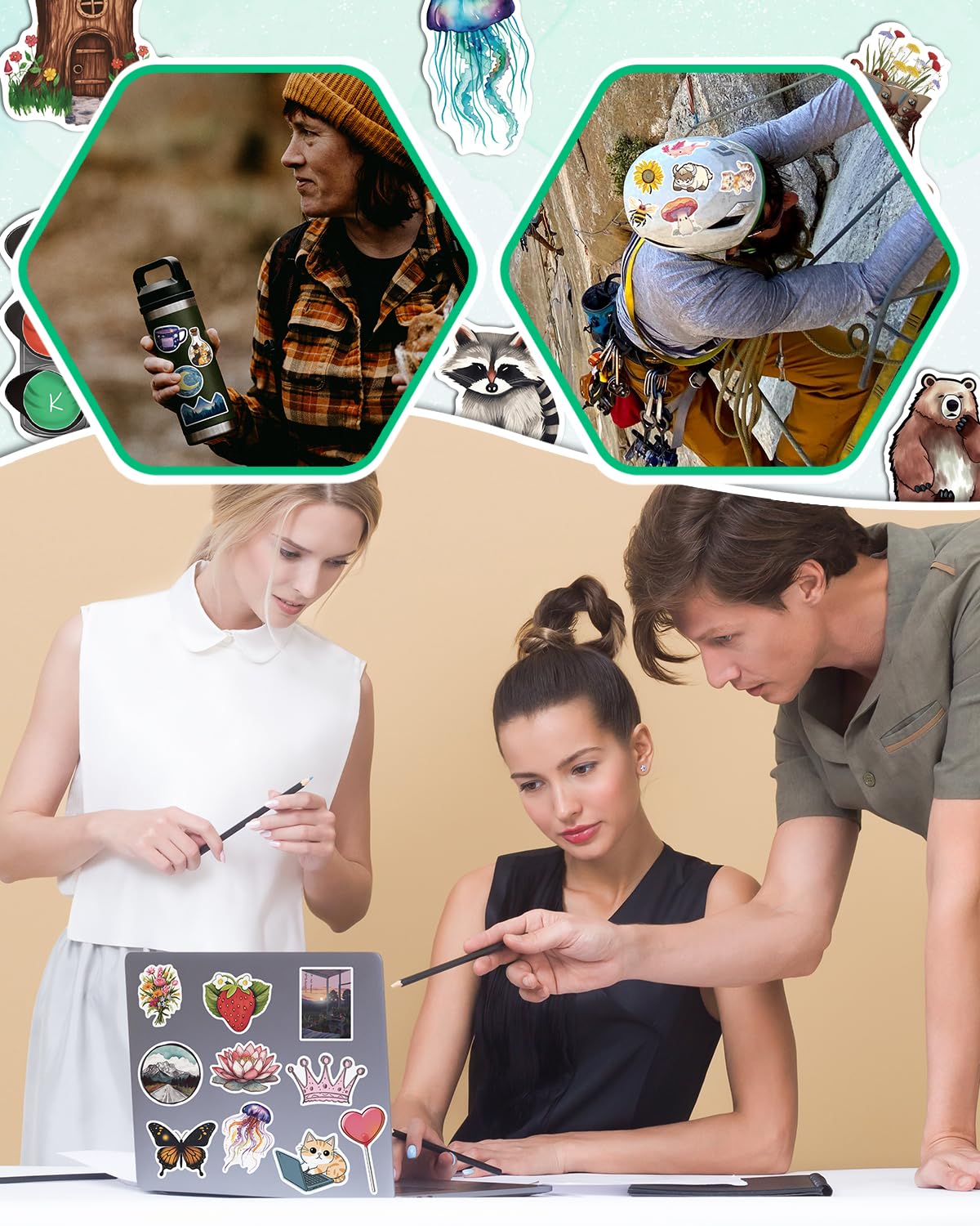 AOWDIAO 150 Pcs Aesthetic Stickers Pack - Waterproof, Durable Designs for Teens, Kids, and Adults - Ideal for Parties, Gifts, and School Projects