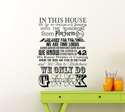 Amazon Com In This House We Do Geek Wall Decal Popular Quotes Star Wars Geekery Sign Motivational Word Cloud Vinyl Sticker Quote Gift Decor Room Geek Wall Art Stencil Decor Mural Removable Poster