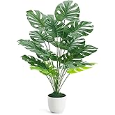 Der Rose 28" Fake Plants Large Artificial Monstera Faux Potted Plants Indoor Tall Tree for Living Room Decor