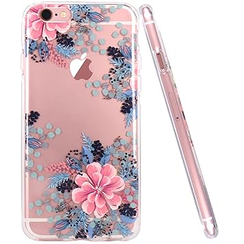 iPhone 6 Case, iPhone 6S Case, JIAXIUFEN TPU Silicone Gel Soft Clear Case Cover for Apple Iphone 6 6S 4.7 inch - Begonia Flower