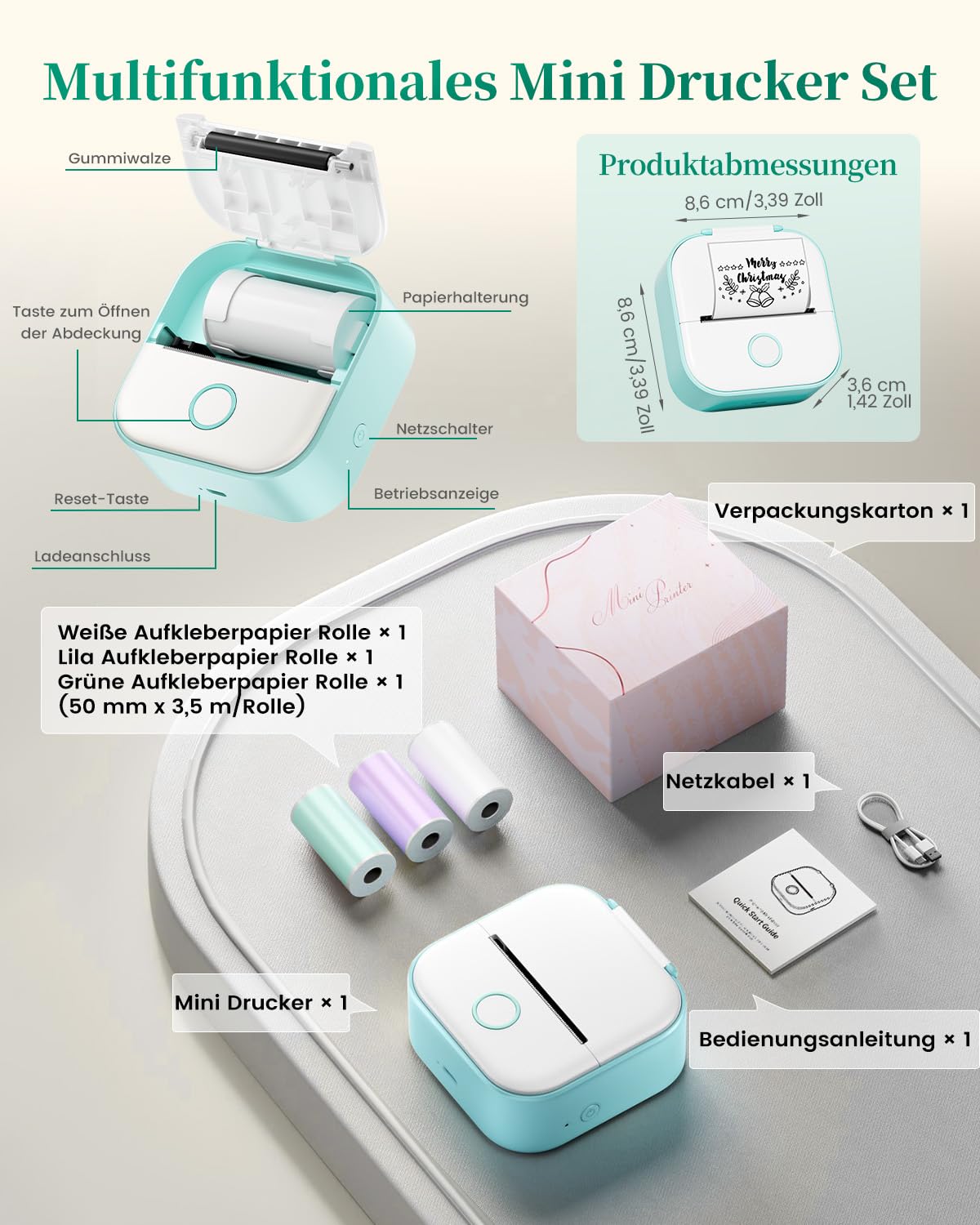 Mini Drucker T02 Mini Drucker für Smartphone Fotodrucker Mini Thermodrucker 9