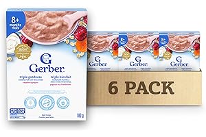 GERBER Triple Goodness Raspberry Yogurt Baby Cereal, 8 Months+, Promotes Gut Wellness, Fibre-rich Ingredients, Probiotic B. l