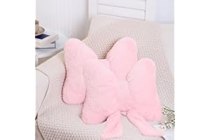 Labauxite Bow Pillow Bow Shaped Throw Pillow,Soft Bowknot Lumbar Pillow,Creative Home Decorative Throw Pillows Car Backrest Cushion for Couch Bed Office Home & Car Decoration (Pink 2PCS)
