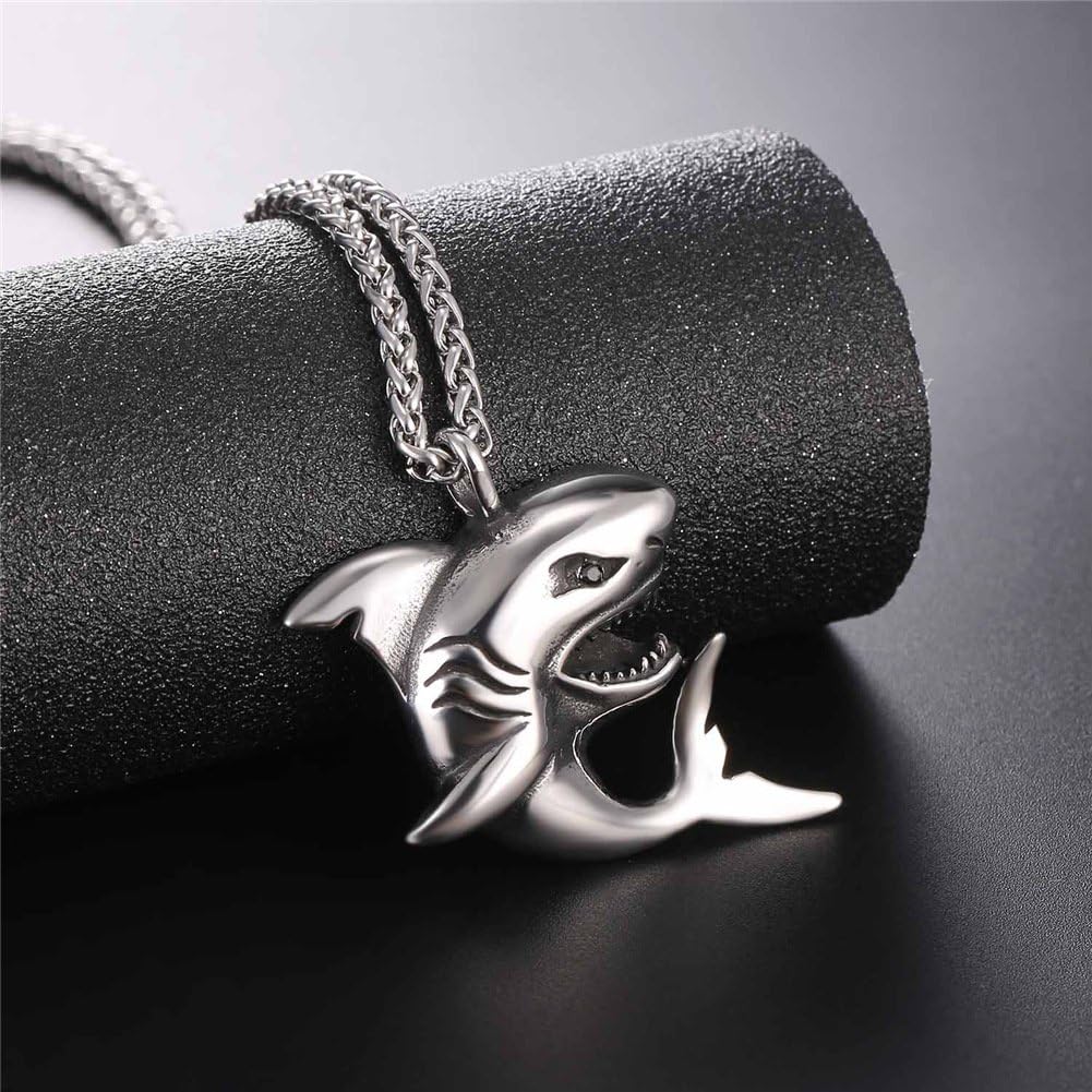 U7 Punk Shark Pendant Animal Jewelry with Stainless Steel Chain 22 Inch: Jewelry