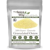 The Spice Way Onion Granules 8 oz US Grown Granulated Onion Coarse Powder | All-purpose granulated onion for rubs, soups, sauces, marinades and dressings; Kosher Certified; Resealable Bag