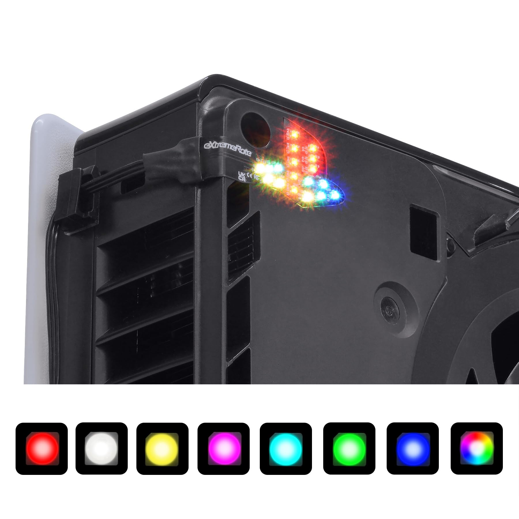 eXtremeRate 7 Colors 40 Effects RGB Rainbow Logo LED Kit for PS5 Slim/Pro Console, Illuminated Lighting Decoration Logo LED Board for PS5 Slim/Pro Disc & Digital Console
