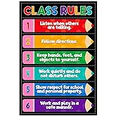 D4DREAM Classroom Rules Poster Colorful Laminated Educational Poster | Classroom Posters Teacher Must Haves for Elementary Preschool Kindergarten Decorations Back to School Teachers Supplie