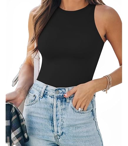 Amazon.com: MANGOPOP Womens Bodysuit Long Sleeve Crew Neck Body