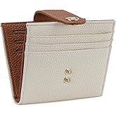 BOSTANTEN Slim Wallet for Women Small RFID Blocking Credit Card Holder Leather Bifold Wallets with Zipper Coin Pocket Beige＆Brown