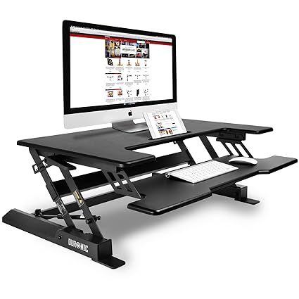 Duronic DM05D1 Workstation/Sitz-Steh Schreibtisch/Monitorhalterung und Stehpult/Stand-Up Workstation für Tastatur/Maus/Notize