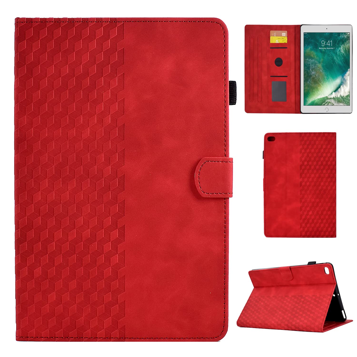 CASAFUNY iPad 9.7 Inch Case 2018/2017 (6th/5th Generation)/Air 2/Air 1 Protective Case with Stand and Auto Sleep/Wake for iPad 6th 5th Generation iPad Air 2 Air 1, Red