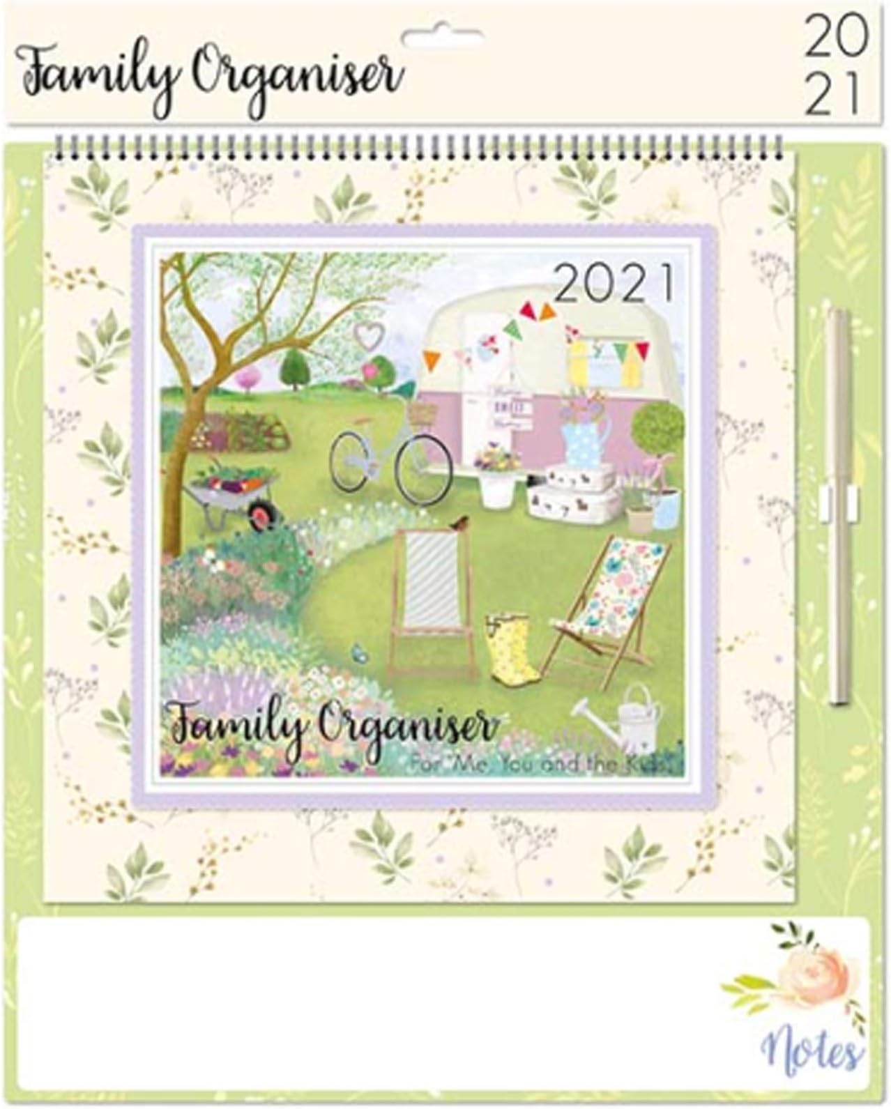 2022 Family Organiser Calendar with Note Board and Pen - Camping 3640