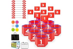 GYMMALL Golf Bucket Yard Game, Backyard Golf Set for Kids, Adults and Family, Outdoor and Indoor Portable 6/9 Holes Course wi
