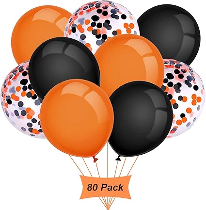 Gxhong Ballons Orange Noir 12 Pouces Ballons D Halloween Decoration D Halloween Ballons Confettis Ballons Colores Ballons D Halloween Ballons Ballons D Helium En Latex 80 Pieces Amazon Fr Cuisine Maison