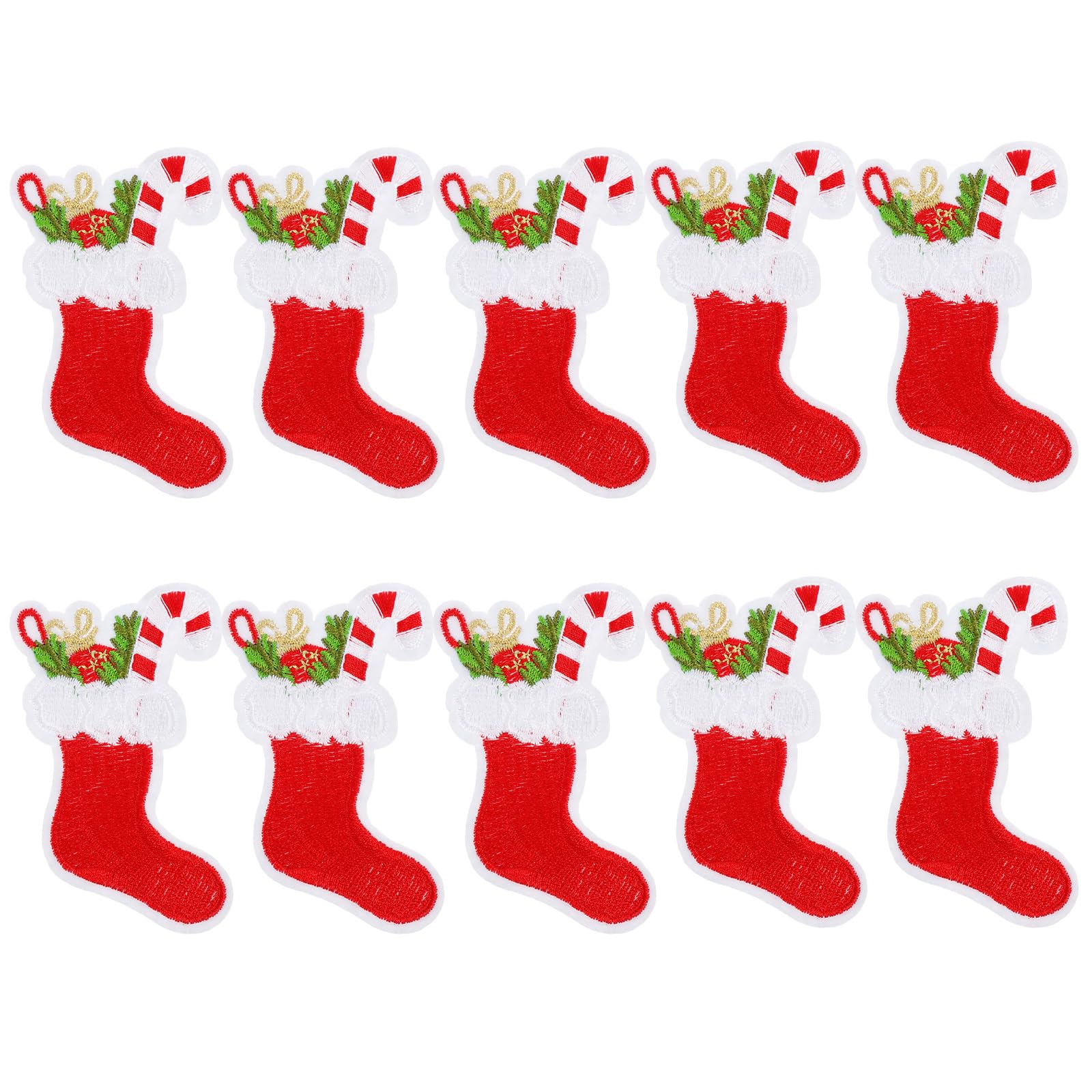 Sewroro 10pcs Christmas Embroidery Christmas Patch Decorative Sewing Patches Chirtmas Decor Christmas Embroidered Sticker Xmas Clothes Applique Chirstmas Decor White Non-Woven Fabric
