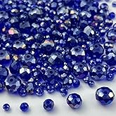 Xinhongo 600pcs Crystal Glass Beads 3mm 4mm 6mm 8mm 10mm Rondelle Faceted Crystal Beads Spacer Beads for Necklace Bracelet Earrings DIY Jewelry Crafts Making Supplies(Deep Blue AB)