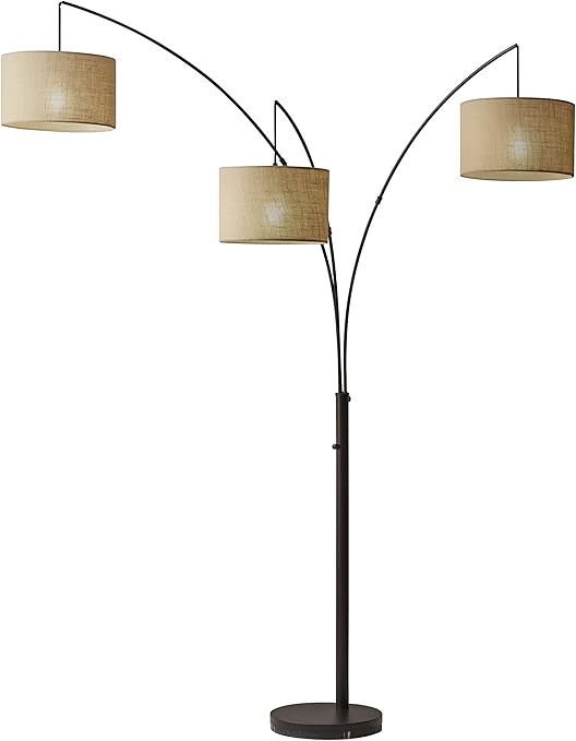 Adesso 4238 26 Trinity Arc Floor Lamp Antique Bronze Finish Beige