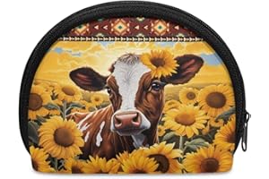ZOUTAIRONG Sunflower Navojo Cow Coin Purse for Women Girls Change Purse Wallet Pink Mini Purse for Cash Coin Card Holder Case Small Makeup Bag Cute Sakura Storage Bag