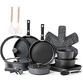 SENSARTE 24 Piece Pots and Pans Set, Nonstick Detachable Handle Cookware, Induction Kitchen Cookware Set with Removable Handl