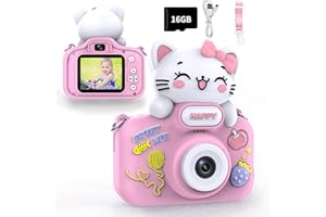 VETEK Video Children's Camera Toys for 3-12 Years Old Kids Boys Girls,HD Video Camcorder with Protective Silicone Cover,Christmas Birthday Gifts with 16GB SD Card (Pink)