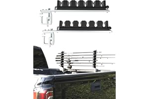 SPIRRELAB Truck Bed Fishing Rod Holders Holds 6 Fishing Rods, Aluminum Fly Fishing Rod Holder for Truck Bed Pickup