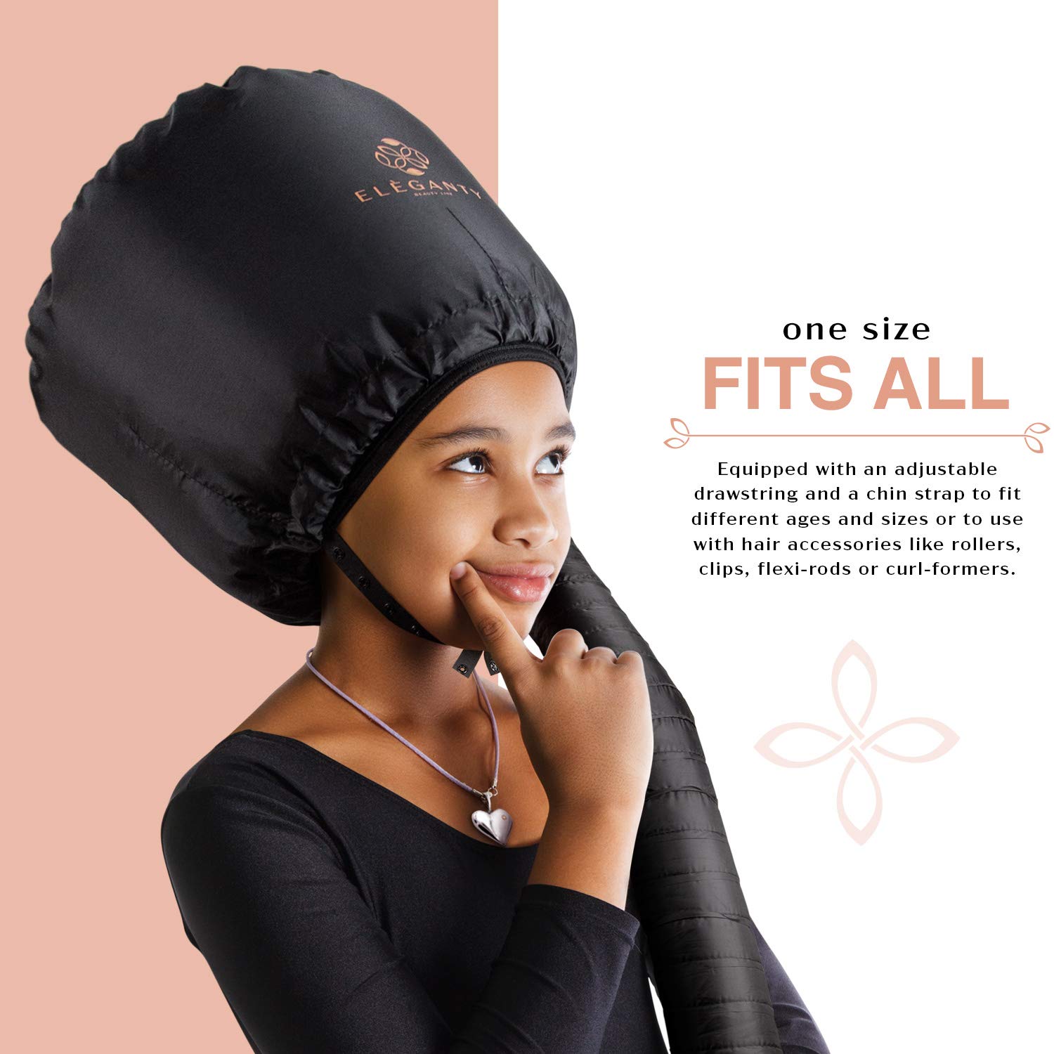 Eleganty Soft Bonnet Hood Hairdryer Attachment with Headband that Reduces Heat Around Ears and Neck to Enjoy Long Sessions - Used for Hair Styling, Deep Conditioning and Hair Drying (Black): Beauty