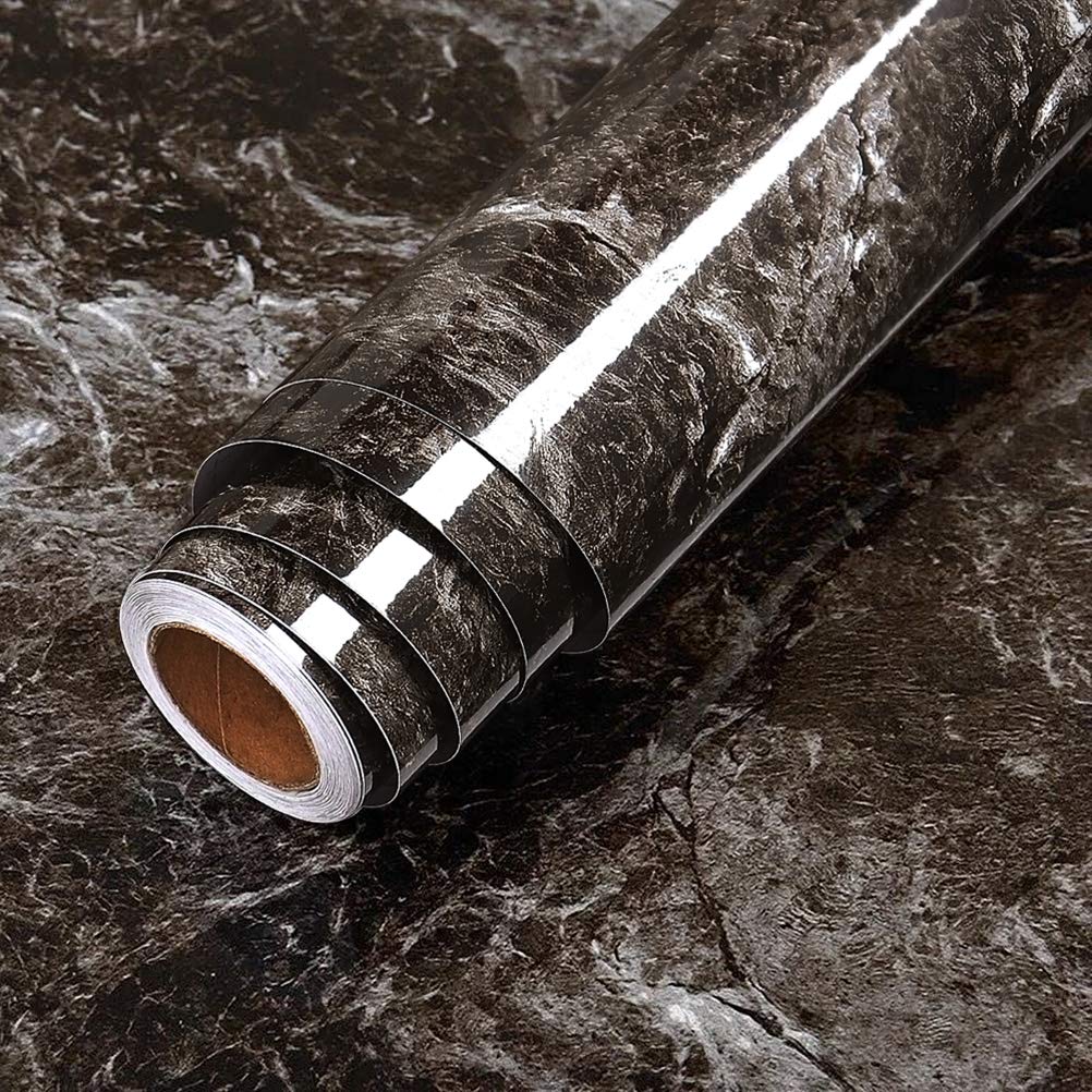 LaCheery Dark Black Sandstone Wallpaper Peel and Stick Marble Contact Paper for Countertops Waterproof Countertop Contact Paper Decorative Removable Wall Paper Roll for Kitchen Cabinets 15.8"x80"