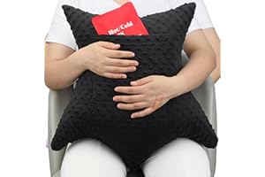 HapiPoppy Star Shape Hysterectomy Pillow Hysterectomy Recovery Must Haves Gifts with 2 Pockets Tummy Pillow Abdominal Surgery Pillows Shock Absorbing Cough Cushion, Minky Dot Black