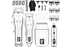 SUNNOW Professional Hair Clippers and Trimmer Set, Beard Trimmer & Foil Shaver & Nose Trimmer Kit for Men, Cordless Mens Clippers and Grooming Kit for Hair Cutting, Beard Styling, Home, Barber