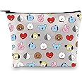 TOBGBE K-pop Bangtan Cosmetic Makeup Bag BT-21 Korean Fans Gift Korean Group Zipper Pouch Bag K-Pop Album Merch for Army Fans Gifts (K-pop BAG)