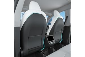 TOPABYTE Seat Back Kick Protector for Tesla Model Y Model 3 Model S Model X Leather Backseat Mats for Kids Wear-Resistant Back Seat Cover with Extra Organizer Pocket 2 PCS -Black
