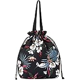 DAROSS Double-Handle Lunch Bag, Insulated Waterproof Reusable Tote for Women/Students, Fits 2 Bento Boxes + Water Bottle - Ideal for School/Office/Picnic(European Lily)