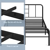 Yaheetech Black Metal Double Bed Frame 4ft6 with Curved Headboard view 6