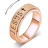 OreilleStar Fidget Spinner Anxiety Ring for Women: Fidget Toys Adults Cute Jesus Cross Thumb Ring Stainless Steel Gold Silver Size 5 6 7 8 9 10
